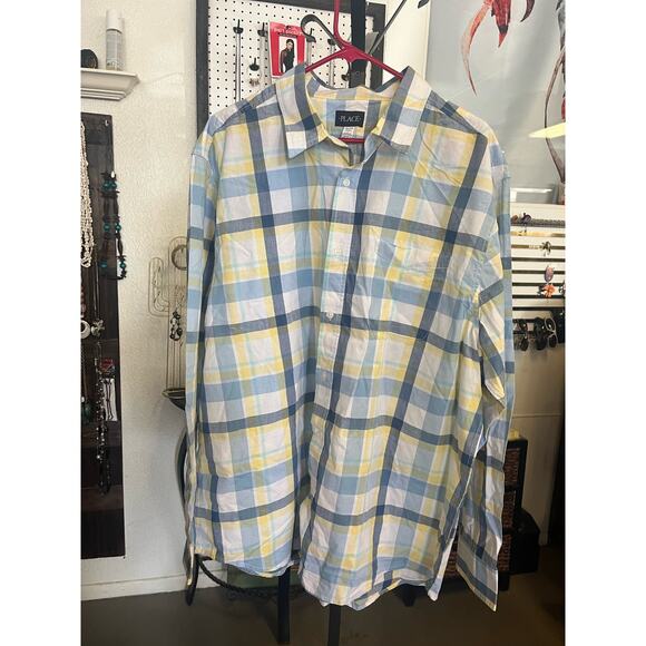 Daddy and Me Plaid Shirt Place Yellow Blue - Picture 1 of 5